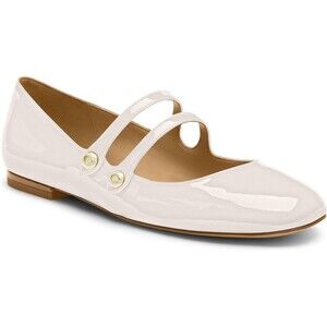 Coach Women’s Winley Double Buckle Mary Jane Patent Leather Ballet Flat Chalk